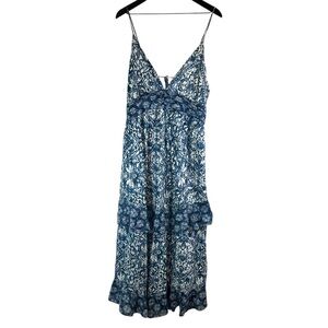 Abercrombie & Fitch Blue and White Tiered Tie Strap Maxi Dress